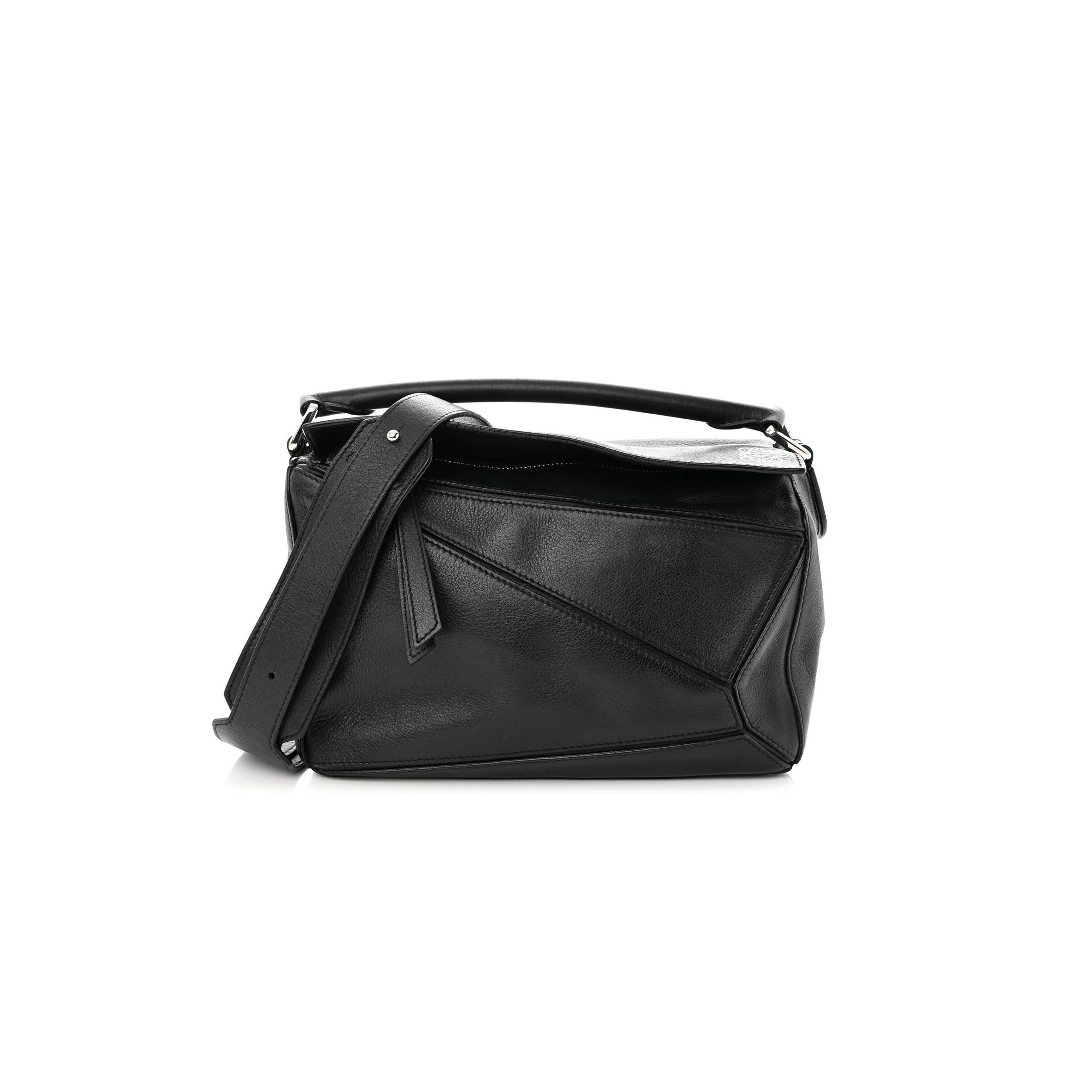 LOEWE CALFSKIN SMALL PUZZLE BAG BLACK (29*16.5*10.5cm)