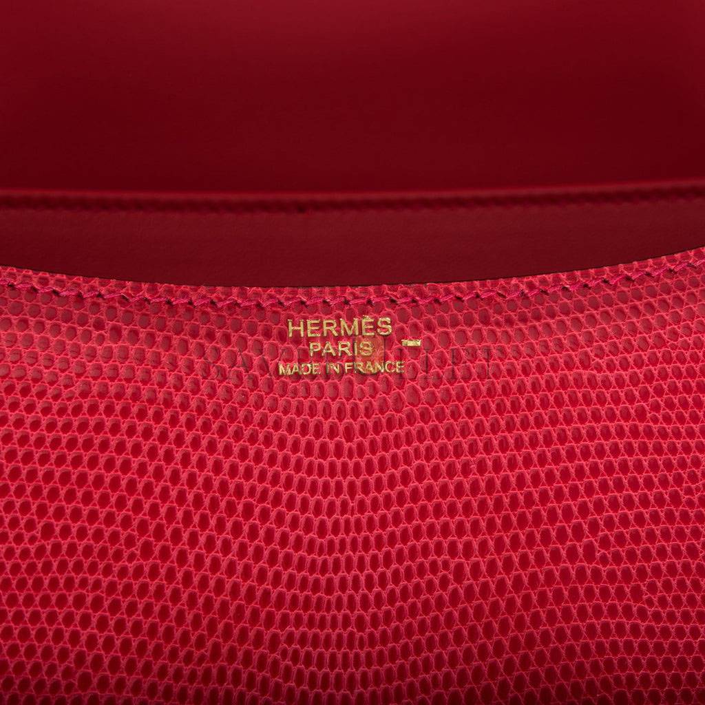 HERMES CONSTANCE 24 ROUGE EXOTIQUE LIZARD NILOTICUS GOLD HARDWARE (24cm)