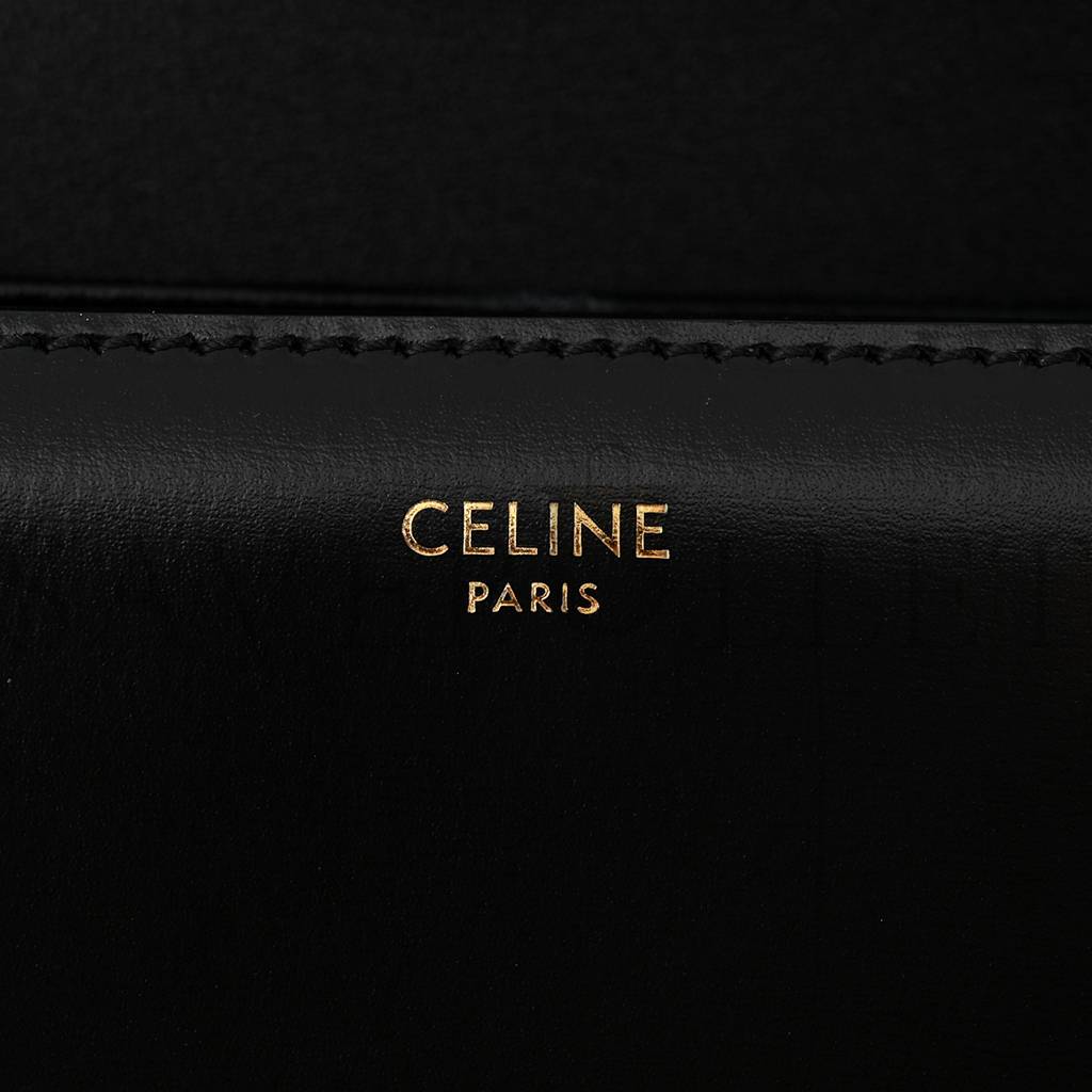 CELINE SHINY CALFSKIN TEEN TRIOMPHE BLACK (19*14*6cm)